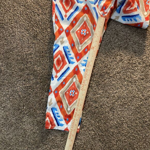 Platinum By Chicos White & Orange Blue Stretch Tribal Crop Jeans Pants Size 1 - Picture 4 of 7